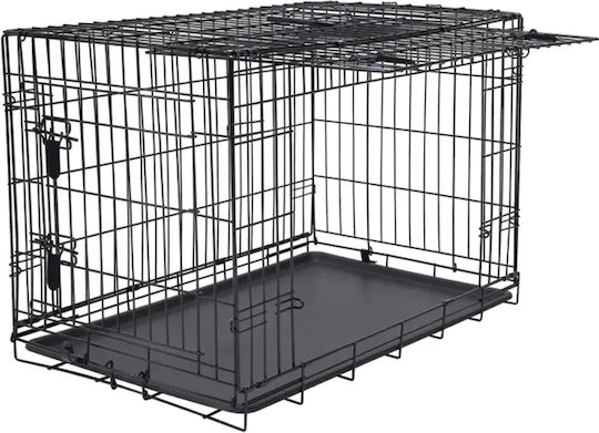 Dog Wire Cage for Dog XXLarge with 2 Doors Black 122x75x81cm