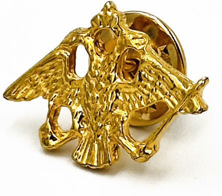 Petou Fibel Byzantinisch Bicephalos Adler Golden Klein 1,7*2,5 cm