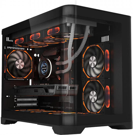 1STPLAYER UV6 Gaming Mini-Turm Computergehäuse mit Seitenfenster Schwarz