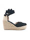 Летни дамски платформи в стил еспадрили Black Beige