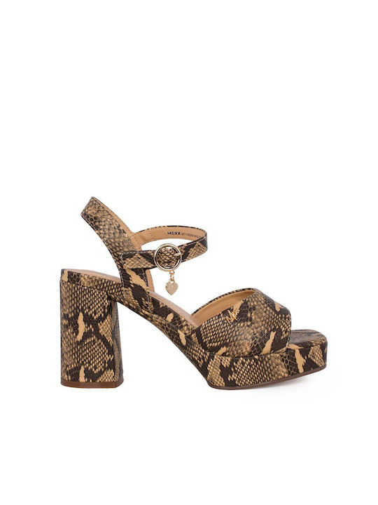 Sandale pentru femei Mexx Dark Beige Snake Mity1602641w-02