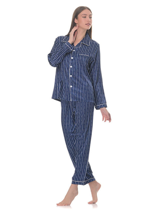 Fuanna Fuanna Damen Schlafanzug Set Blau