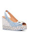 Women's Leather Platform Espadrilles Blue