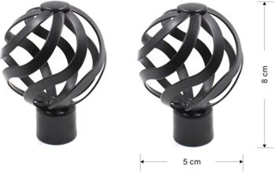ForHome Curtain wood end made of Metal Black 2pcs