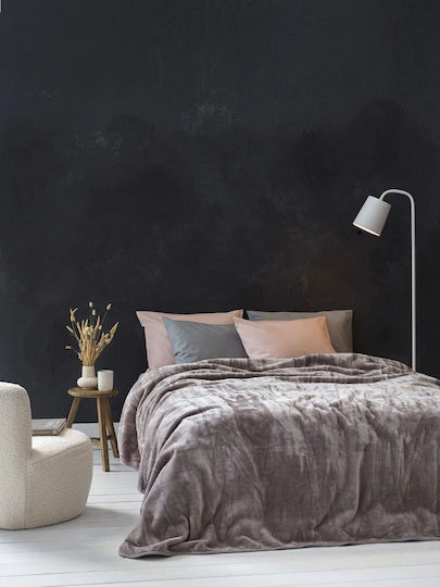 Nima Coperta Κουβέρτα Βελουτέ Μονή 160x220εκ. Cigar Beige