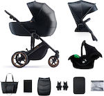 Kinderkraft Adjustable 3 in 1 Baby Stroller Suitable for Newborn Venezian Black 12kg