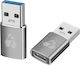 Powertech Convertor USB-A masculin în USB-C feminin Gri 1buc PTR-0147