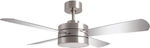 Gruppe Ventilator de Tavan 112cm cu Lumină și Telecomandă Argint
