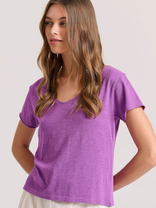 Funky Buddha Women's T-shirt with V Neck Purple