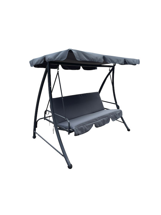 Κούνια με Βάση 3 Θέσεων Μεταλλική Μ170xΠ110xΥ153cm Γκρι