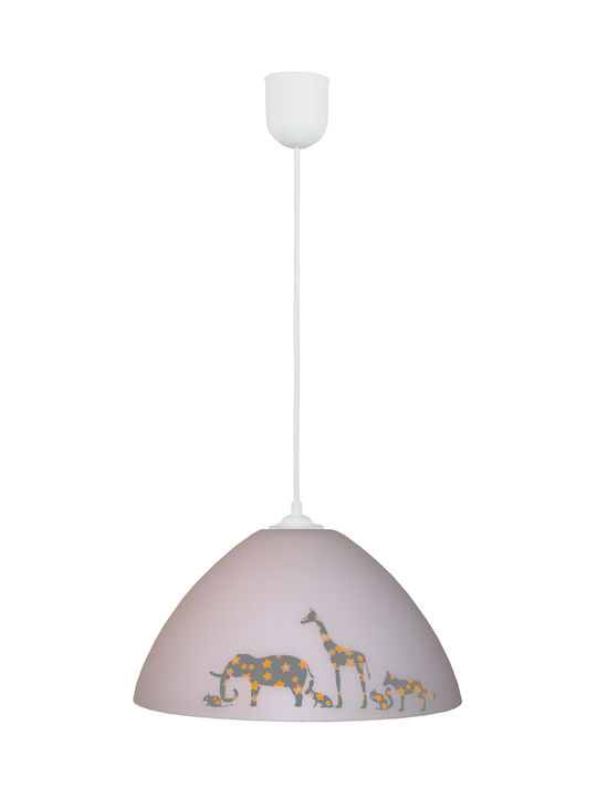ArkoLight Kids Glass Single Ceiling Light E27 Pink 36cm