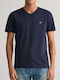 Gant Shield Men's Short Sleeve T-shirt with V-Neck BLUE