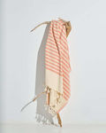 Pennie Ριγέ Beach Towel Pareo Coral with Fringes 170x90cm.