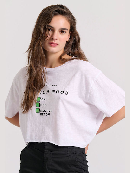Funky Buddha Women's Crop T-shirt White