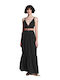 Mila Sommer Maxi Damenkleid mit Rüschen Schwarz