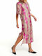 Forel Summer Dress Satin with Slit Fuchsia