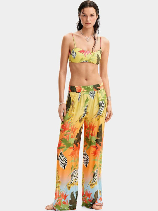 Tropical Party Damen Stoff Hose Orange