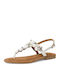 Leder Flache Sandalen für Damen in Weiß Farbe