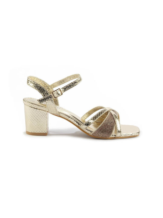 Fshoes Damen Sandalen in Gold Farbe