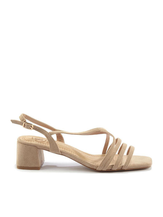 Fshoes Din piele întoarsă Sandale Bej