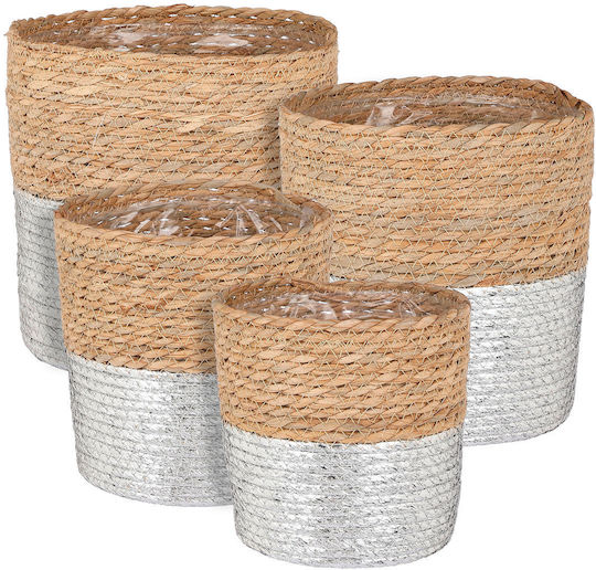 MSA Set dekorative Körbe mit Griffen Beige 19cm 4Stück