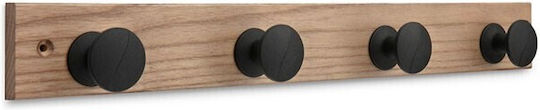 Inofix Wooden Wall Hanger 4 Hooks Gray 6x5.5x48.8cm