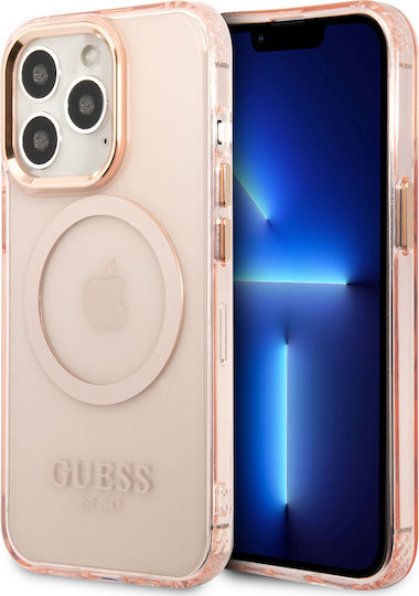 Guess Outline Translucent Umschlag Rückseite Silikon Gold (iPhone 13 Pro)