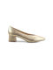 Fshoes Synthetic Leather Gold Heels