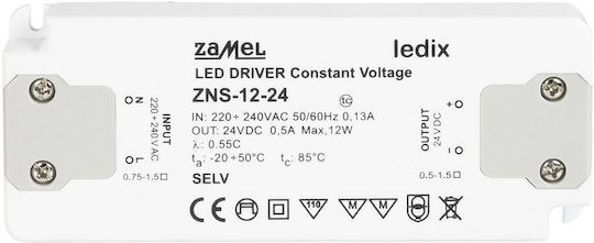 Zamel LED Захранване IP20 Мощност 12W с Изходно Напрежение 24V