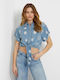 Guess Kurzärmelig Damen Denim Hemd Denimlightblue