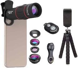 Apexel Set de Lentile pentru Camerele Telefoanelor Macro / Ochi de pește / Monocular / Zoom 18x 1buc