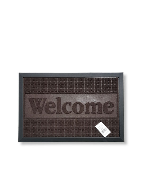 Entrance Mat Carpet Welcome Cubic Brown 40x60cm