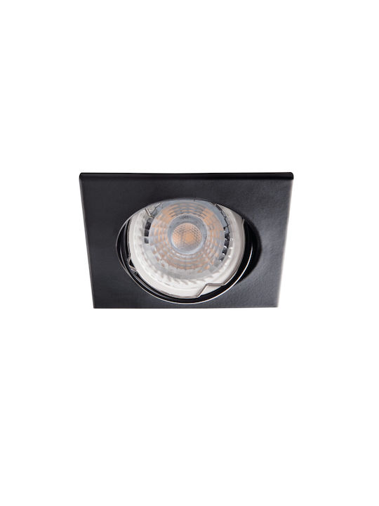 Kanlux Square Recessed Spot with Socket GU10 Black 8.3x8.3cm. 1pcs