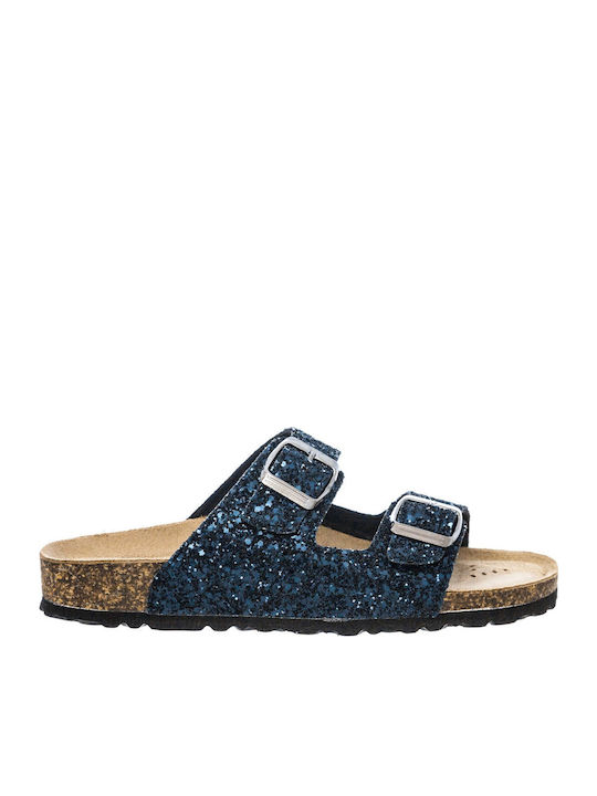Tsoumpas Flache Sandalen für Damen in Blau Farbe