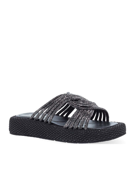 Flache Sandalen für Damen Flatforms in Schwarz Farbe