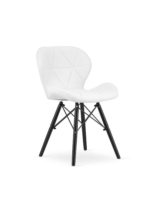 Lago Dining Room Artificial Leather Chair Black and White 47.5x52x74cm