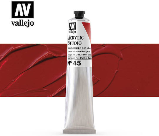 Tub de vopsea acrilică de studio Vallejo 58ml Dark Cadmium Red 21045