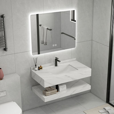 Martin Bench with Washbasin & Mirror White