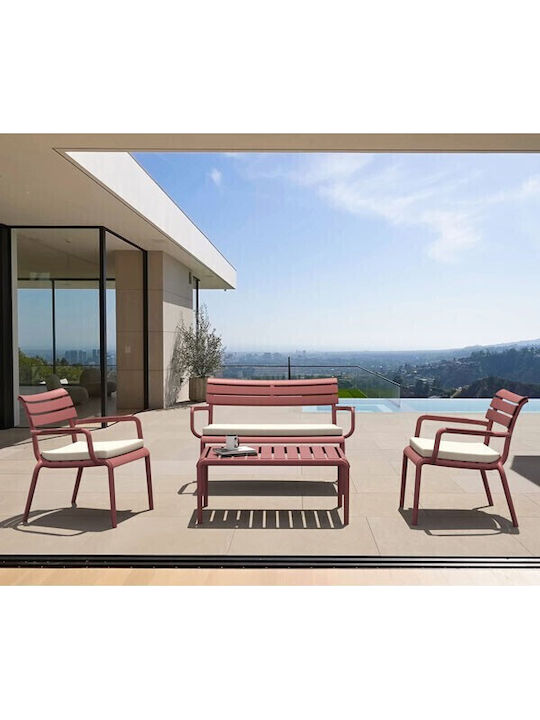 Garten- und Terrassentisch für kleine Räume aus Polypropylen Paris Marsala 90x50x40cm