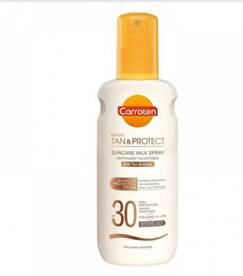 Carroten Magic Tan & Protect Waterproof Sunscreen Cream Face and Body SPF30 in Spray 200ml