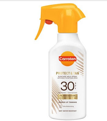 Carroten Tan & Protect Αδιάβροχη Αντηλιακή Κρέμα Προσώπου και Σώματος SPF30 σε Spray 270ml