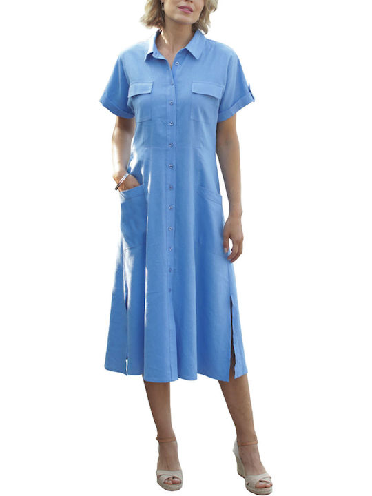 Pomodoro Midi Shirt Dress Dress Light Blue