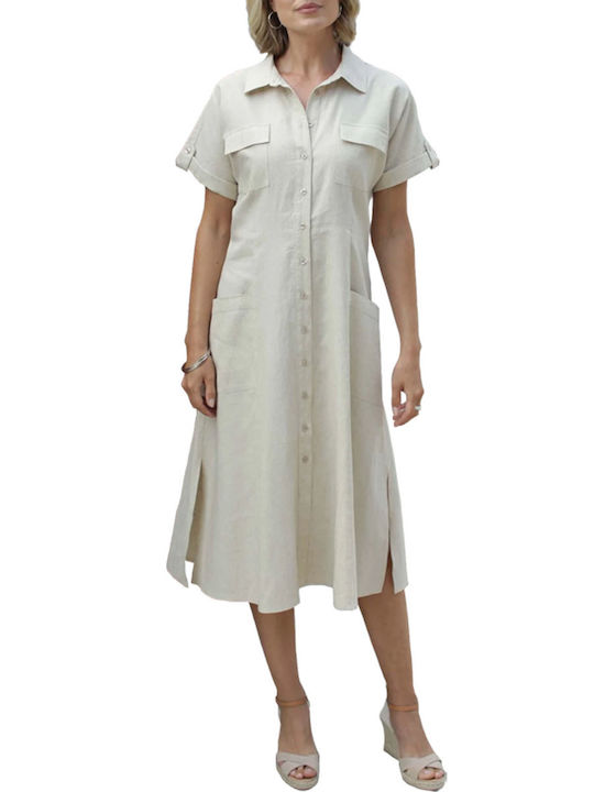 Pomodoro Midi Shirt Dress Dress Beige