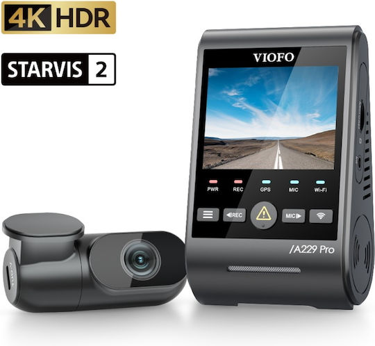 Viofo A229 Pro 2ch 4K Car DVR Set with Rear Camera, 2.4" Display