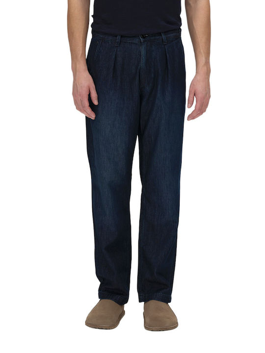 Kyoto Men's Jeans Pants Relaxed Tapered Fit Dark Blue