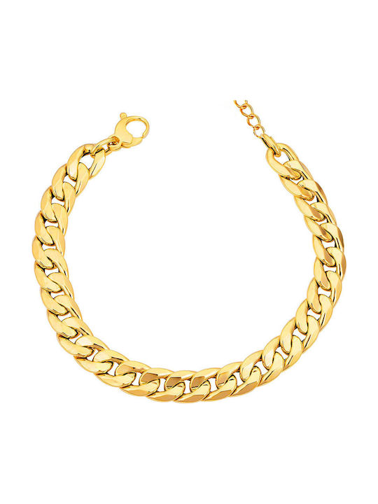 Theodora's Jewellery Ανδρική Chunky Αλυσίδα Χειρός Cuban από Ατσάλι Επιχρυσωμένη Φαρδιά Πάχους 9mm