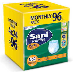 Sani Ελαστικό Εσώρουχο Ακράτειας Medium No2 Monthy Pack Sensitive Pants Sani (96τεμ)
