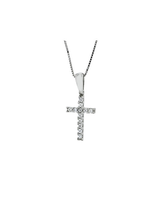 Damen Weißgold Kreuz 14K mit Kette