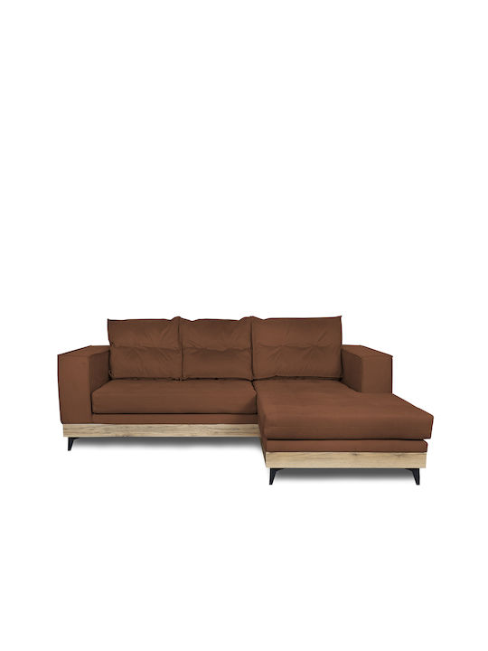 Calliope Γωνιακός Καναπές Κρεβάτι με Αναστρέψιμη Γωνία & Αποθηκευτικό Χώρο Καφέ 250x184εκ.