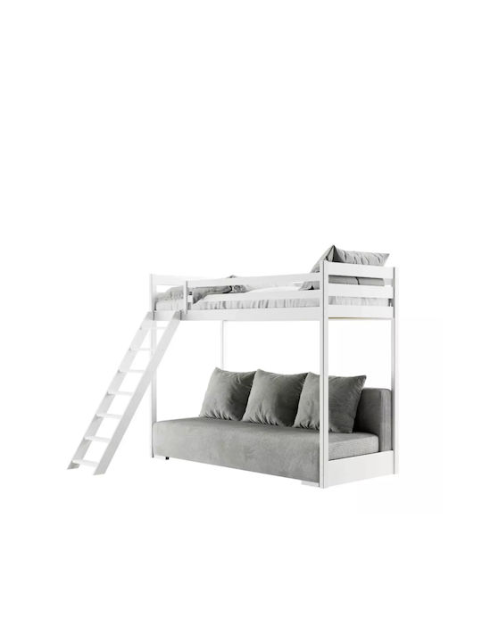 Παιδικό Κρεβάτι Υπερυψωμένο Ημίδιπλο Γκρι για Στρώμα 140x200cm